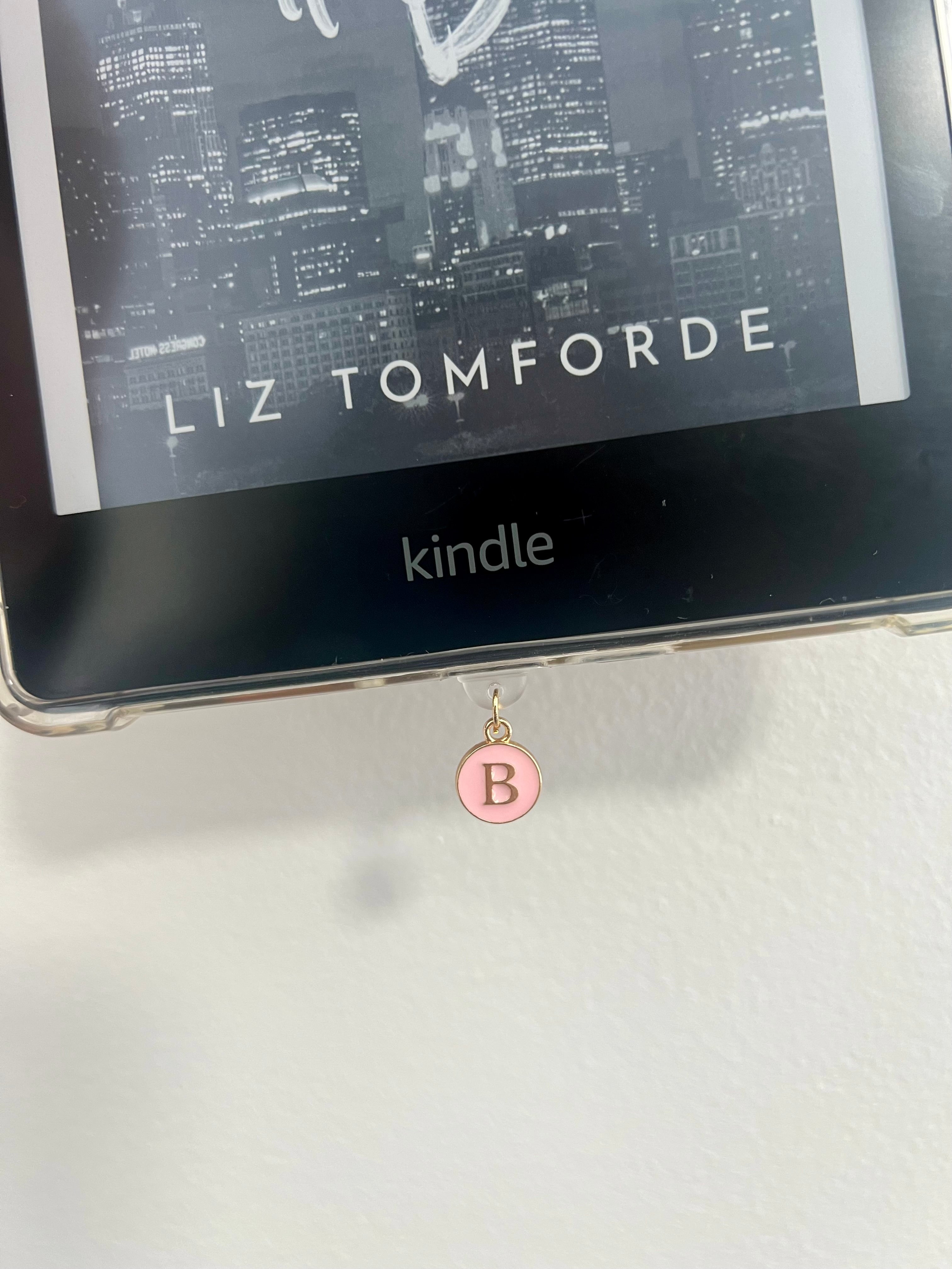 Pink Golden Letter Kindle Charm