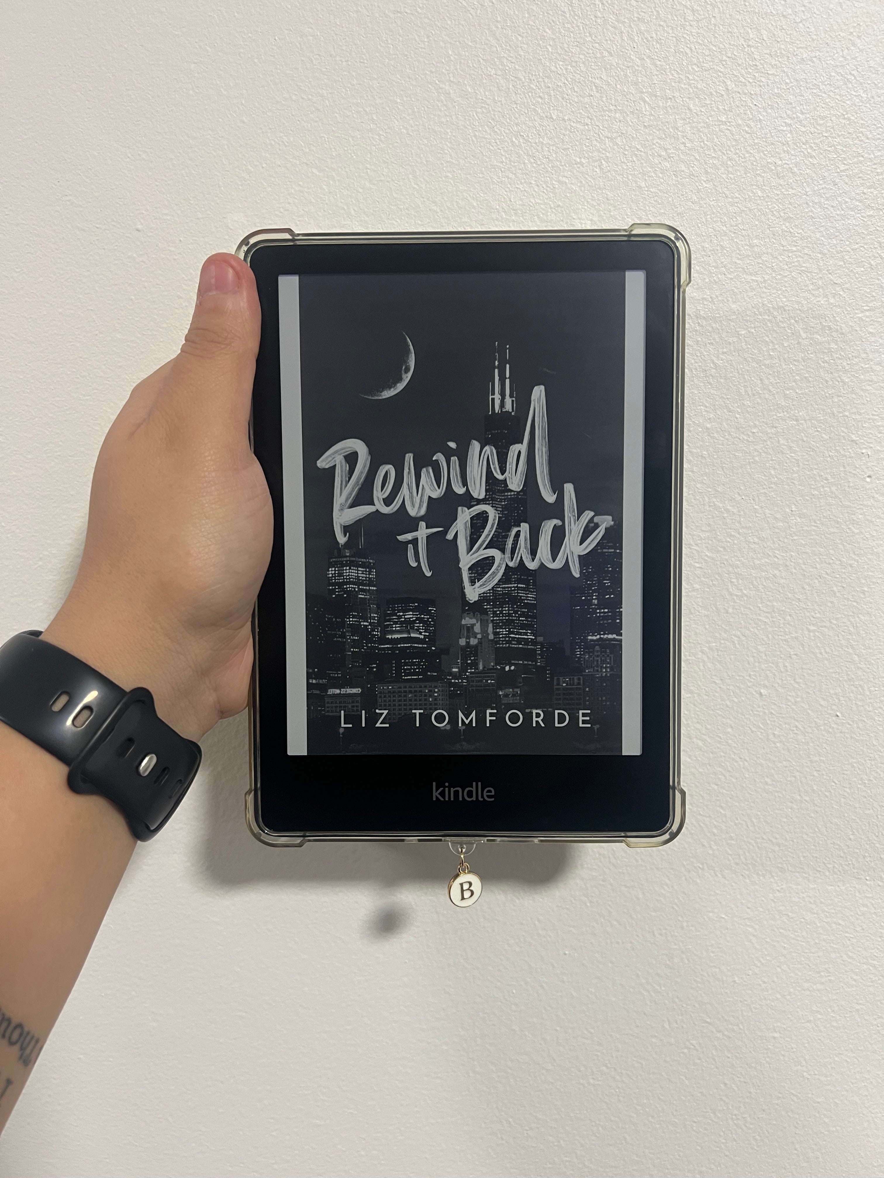 White Golden Letter Kindle Charm