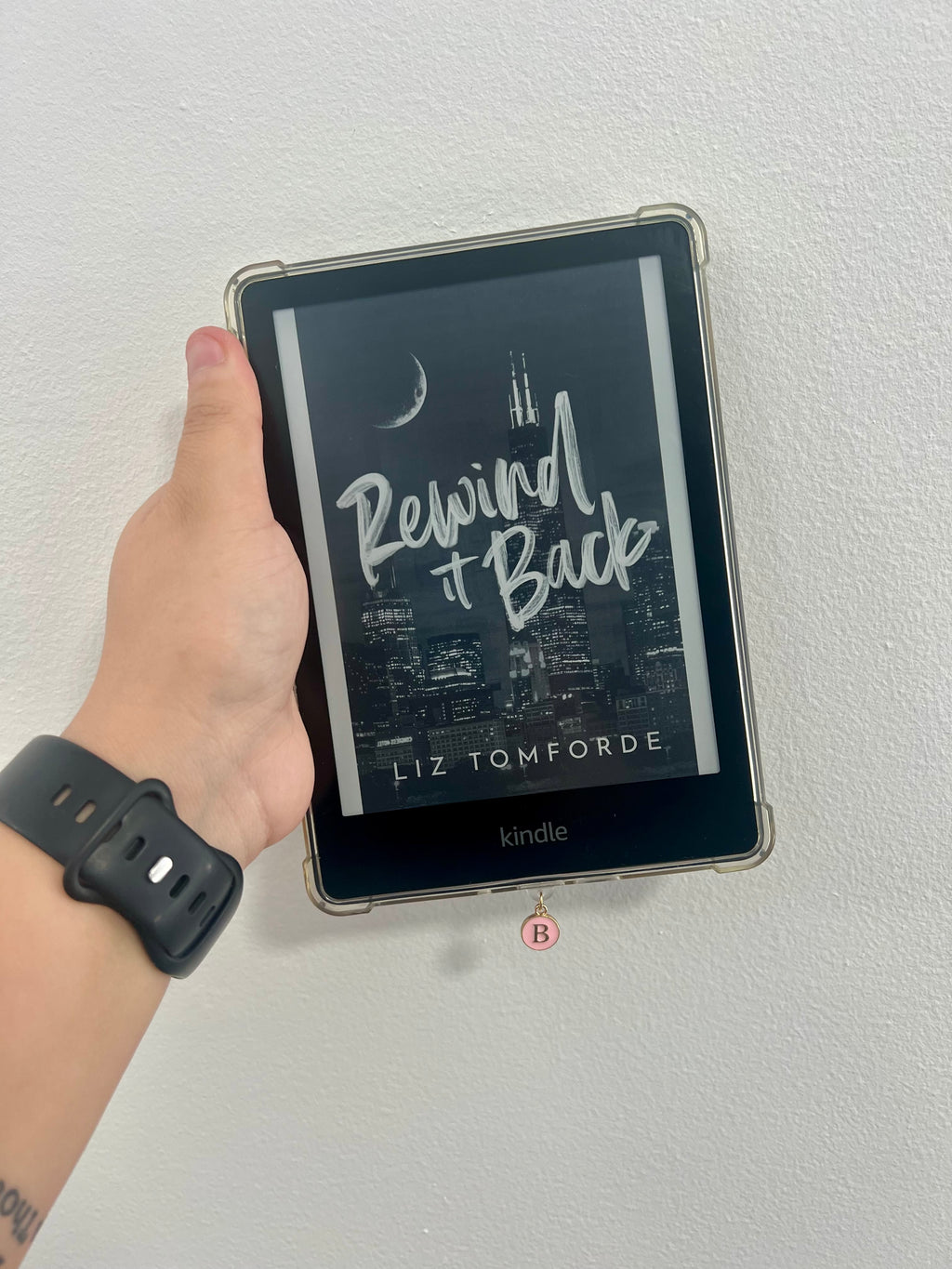 Pink Golden Letter Kindle Charm