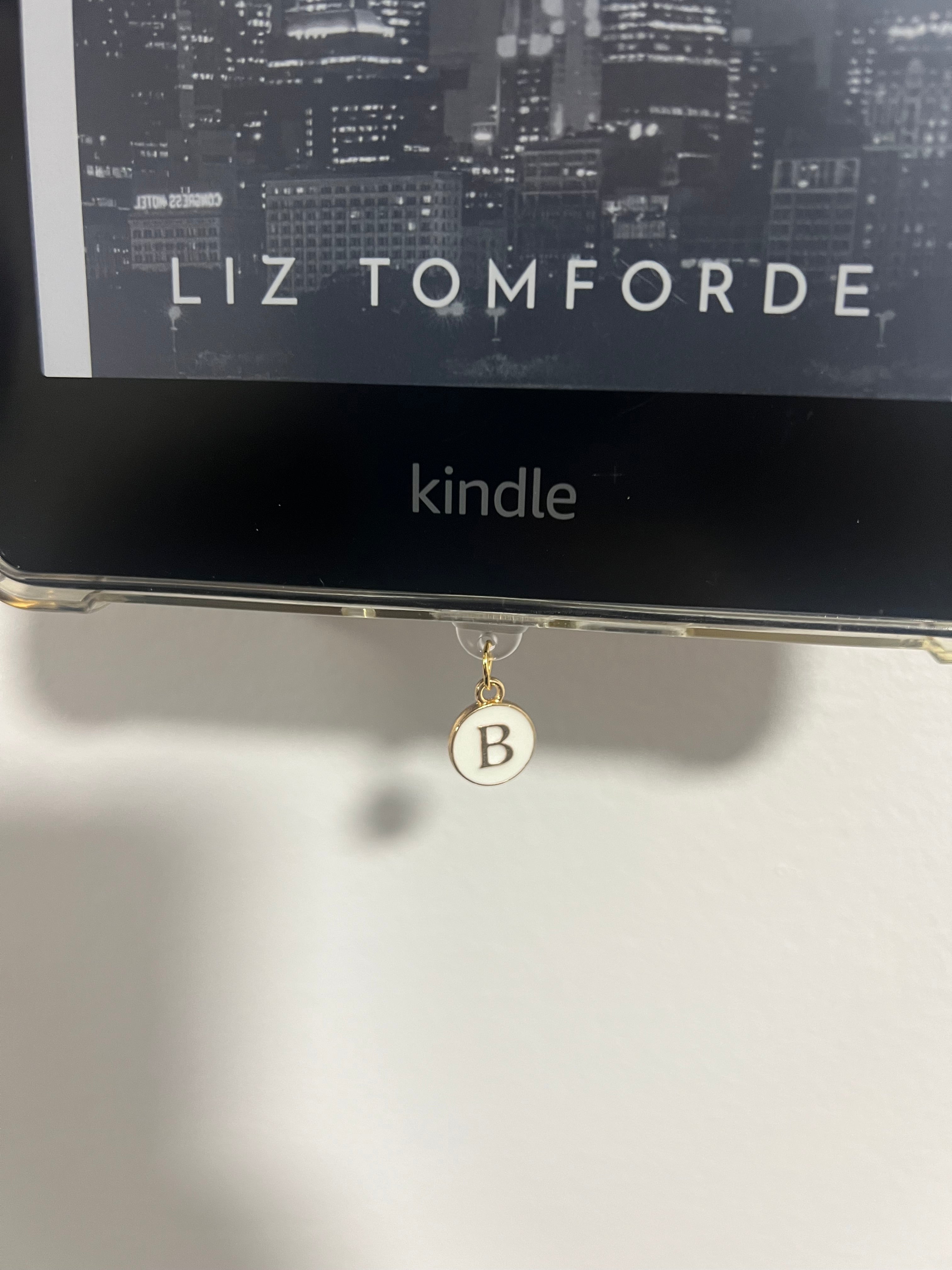 White Golden Letter Kindle Charm